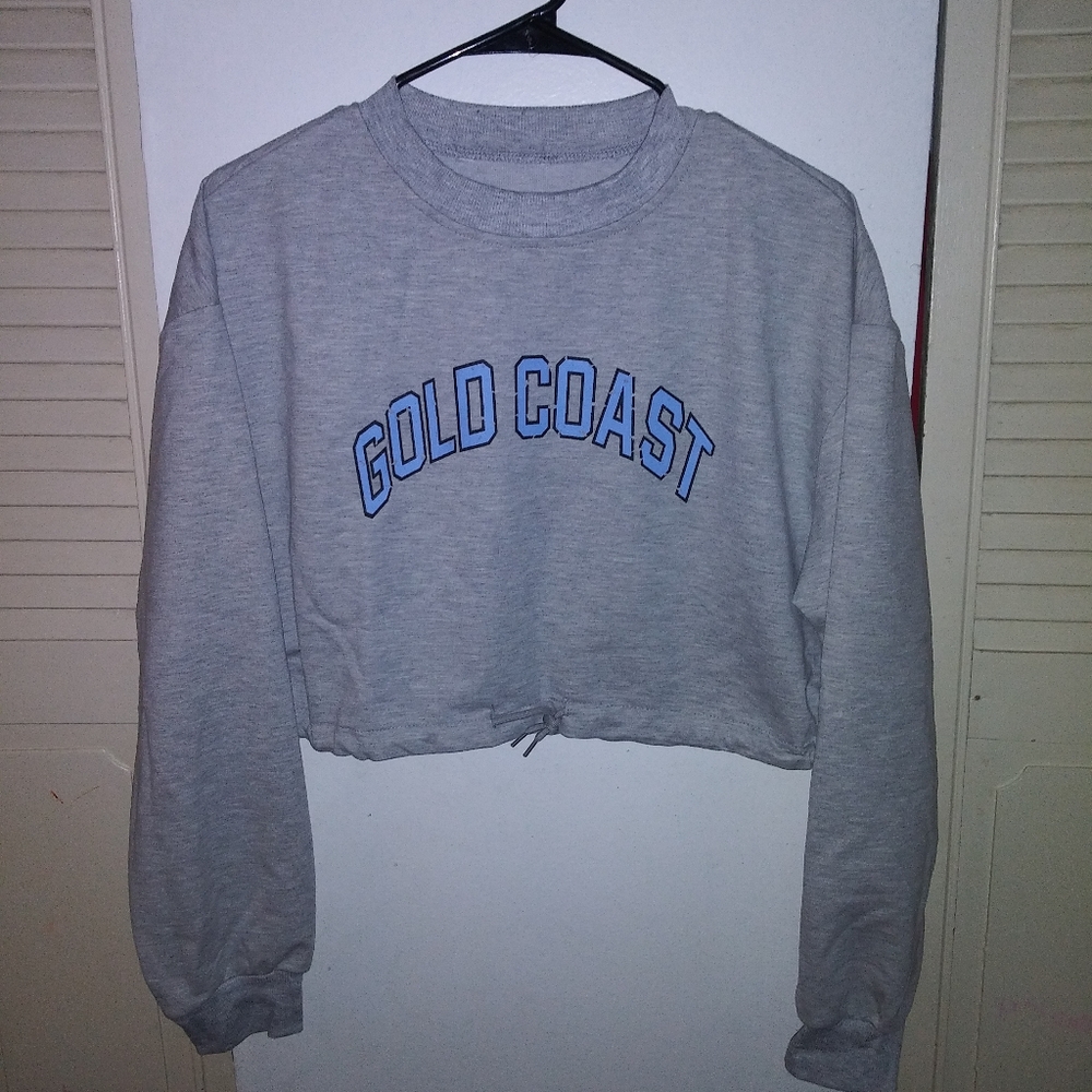Gold Coast Gray Crop Sweatshirt Sz S